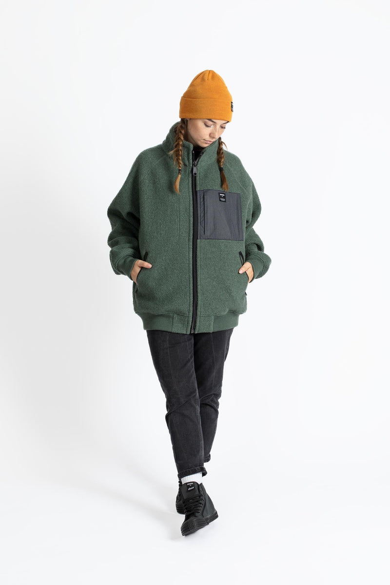 The NATURAL WOOLFLEECE JACKET - olive green