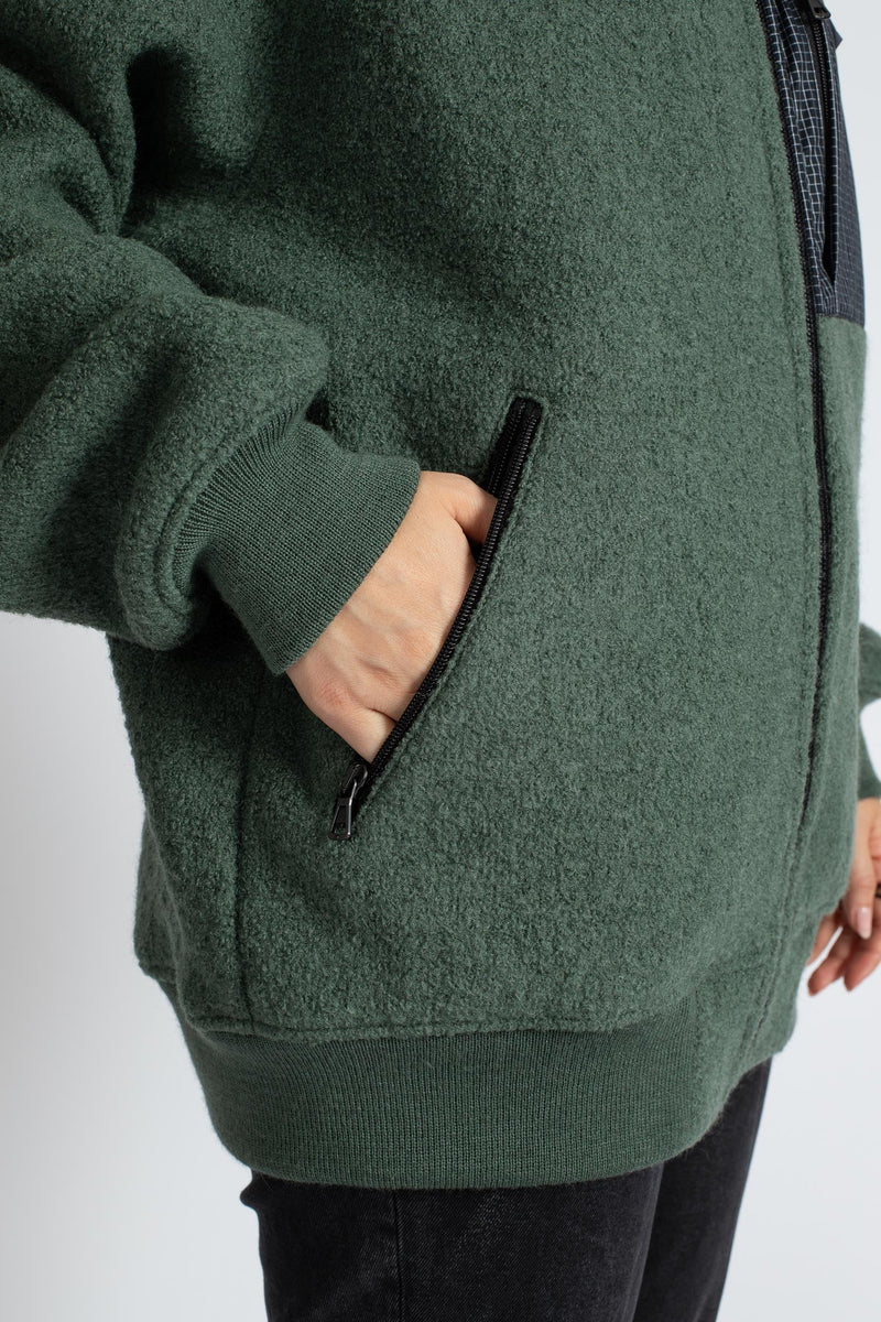 The NATURAL WOOLFLEECE JACKET - olive green