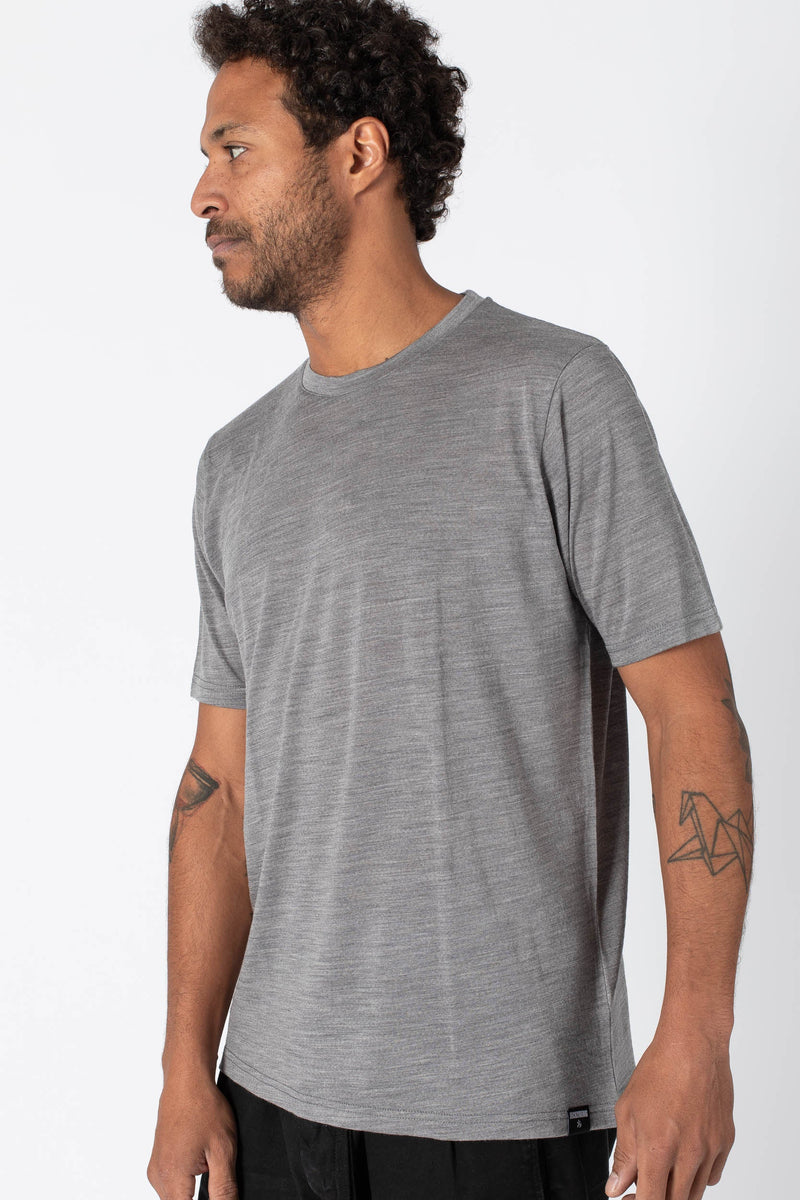 The MERINO T-SHIRT - grey melange